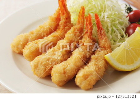 カラッと揚がったエビフライ カラッと揚がったエビフライ 127513521