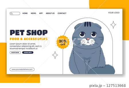 Flat Style Cat Illustration for Animal Day Celebration Social Media Landing Page Templates Flat Style Cat Illustration for Animal Day Celebration Social Media Landing Page Templates 127513668