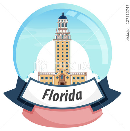 Florida Landmark in Snow Globe Illustration Florida Landmark in Snow Globe Illustration 127513747