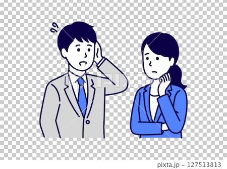 A woman receiving advice and a man in a suit who is in a hurry 127513813