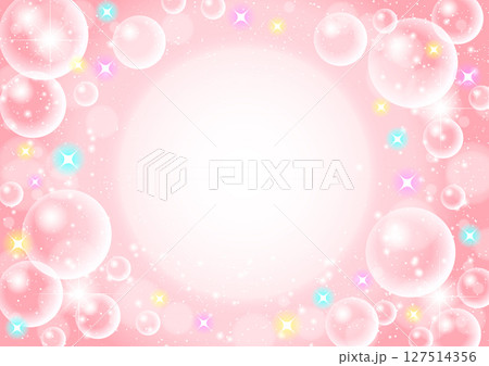 シャボン玉背景、センター、かわいい、イラスト、ピンク 127514356