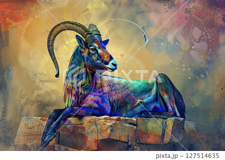 Astrological abstract composition with concept of Capricorn zodiac sign symbol 127514635