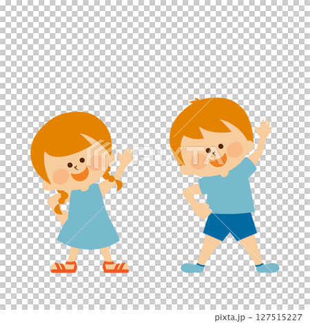 孩子做廣播操的插圖素材 孩子做廣播操的插圖素材 127515227