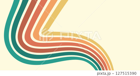 Colorful composition of parallel colored lines in the style of the 70s-80s. Abstract background for creative design 127515390
