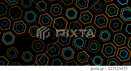 Blue and yellow geometric linear hexagons abstract futuristic modern background Blue and yellow geometric linear hexagons abstract futuristic modern background 127515472