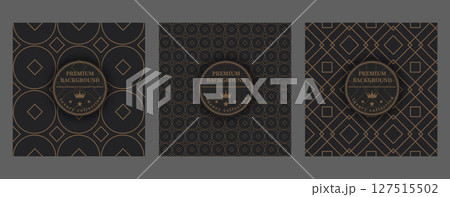 A luxurious pattern. Premium background for interior decoration, textiles, packaging and backgrounds. Golden ornament on a dark background. Creative design idea 127515502