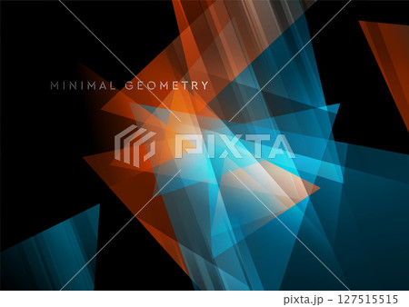 Blue orange low poly abstract geometric tech minimal design 127515515