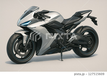 未来感あふれる近未来型バイクのスタイリッシュな佇まい 127515609