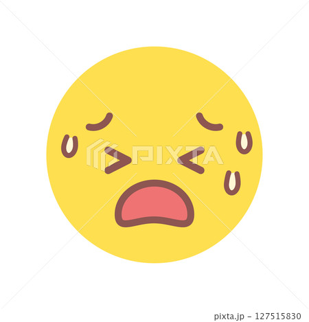 苦しい表情で汗をかいている黄色い顔の絵文字 - 暑い・痛い・高熱や熱中症のイメージのアイコン素材 苦しい表情で汗をかいている黄色い顔の絵文字 - 暑い・痛い・高熱や熱中症のイメージのアイコン素材 127515830