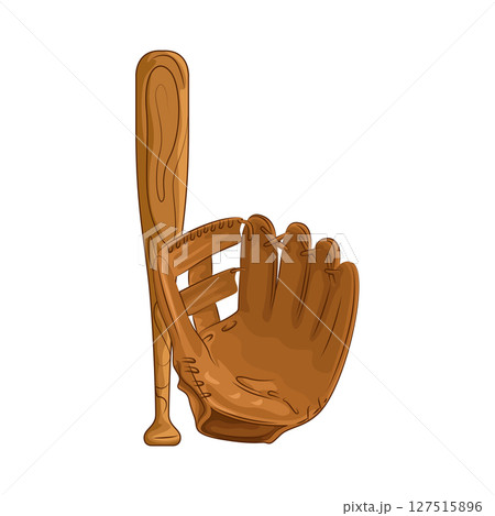 Illustration of Baseball gloves and bat  127515896