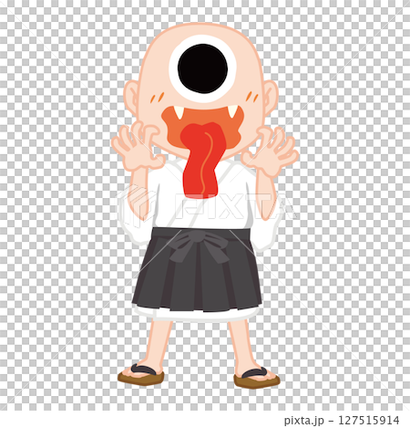 お化け屋敷で脅かしてくる一つ目小僧のベクターイラスト お化け屋敷で脅かしてくる一つ目小僧のベクターイラスト 127515914