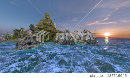 島の突端にある見張り小屋 127516046