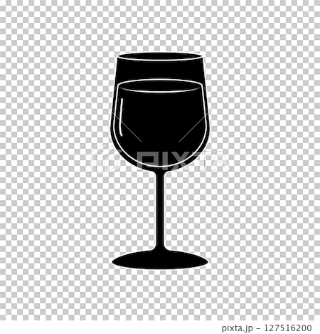 シンプルなワイングラスのシルエットイラスト 127516200