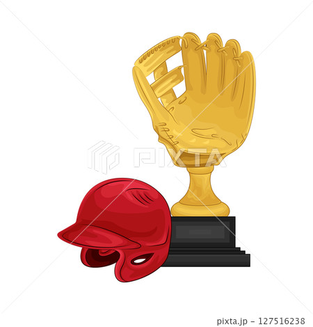 Illustration of Baseball trophy and helmet  127516238