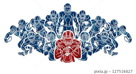 Sport Team American Football Players Cartoon Mix Action Graphic Vector Sport Team American Football Players Cartoon Mix Action Graphic Vector 127516827
