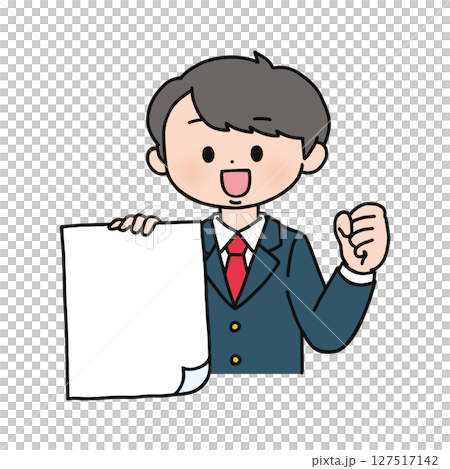 一名男子拿著一張紙擺姿勢 一名男子拿著一張紙擺姿勢 127517142