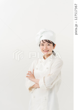 コックコートの女性　コック帽 127517367