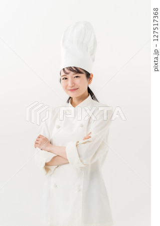 コックコートの女性 コック帽 コックコートの女性 コック帽 127517368