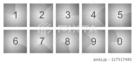 Countdown movie frame, film intro animation retro video screen. Start Timer set, film strip border, Vintage counter. Countdown movie frame, film intro animation retro video screen. Start Timer set, film strip border, Vintage counter. 127517480
