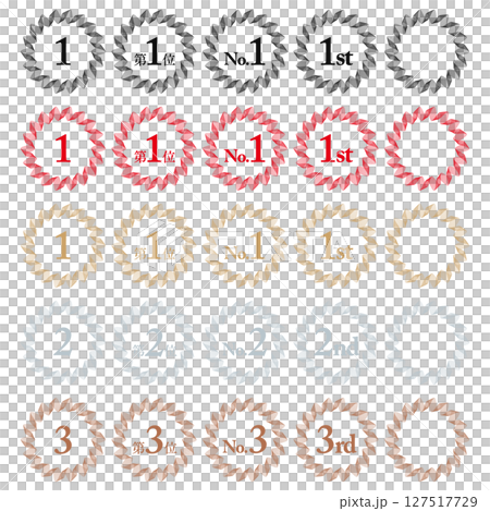 Gold, silver, bronze, black, red rank icon set Gold Silver Bronze Black Red 127517729