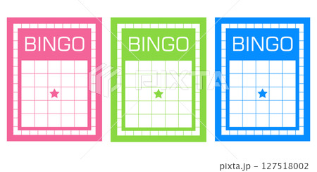 Clean and minimalistic bingo card set without numbers. Blank gambling tickets for lotto and keno illustrations. Vector sheets for casino games, entertainment content and printable betting materials. 127518002