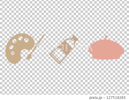 パレット　絵の具　 ベレー帽　アイコン 127518265