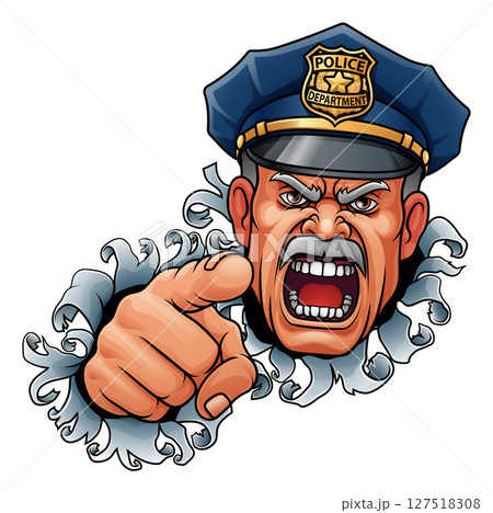 Policeman Angry Police Man Cartoon Character Cop Policeman Angry Police Man Cartoon Character Cop 127518308