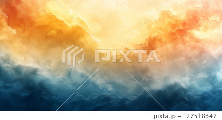 A dreamy abstract image with soft watercolor like textures in light yellows and blues, creating a feeling of optimism and lightness 127518347