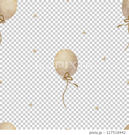 Pattern air balloon beige, watercolor illustration hand drawn. Seamless print in vintage style on isolated background design children's textiles fabrics, wallpapers nursery, packaging clothes postcard Pattern air balloon beige, watercolor illustration hand drawn. Seamless print in vintage style on isolated background design children's textiles fabrics, wallpapers nursery, packaging clothes postcard 127518442
