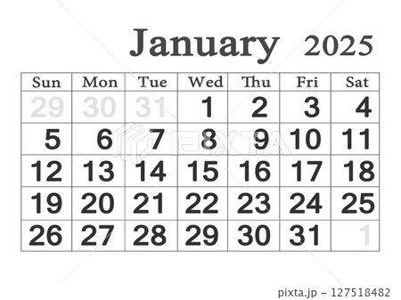 Planner calendar for January 2025. Monthly Organizer. 2025 Monthly Planner 127518482