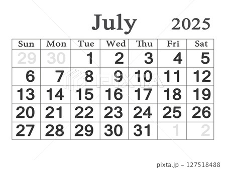 Planner calendar for July 2025. Monthly Organizer. 2025 Monthly Planner 127518488