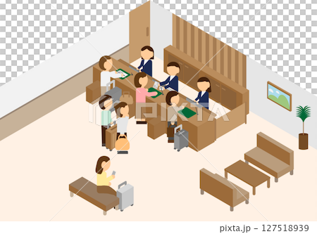 等距飯店前台辦理入住影像 等距飯店前台辦理入住影像 127518939