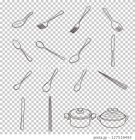 各種餐具插圖 127519493