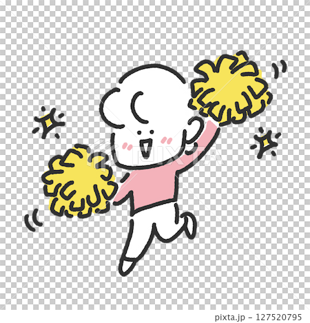 A woman cheering with a smile and holding pom-poms 127520795