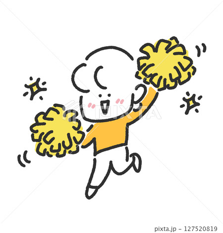 ポンポンを持って笑顔で応援する女性 ポンポンを持って笑顔で応援する女性 127520819