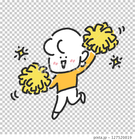 ポンポンを持って笑顔で応援する女性 ポンポンを持って笑顔で応援する女性 127520819