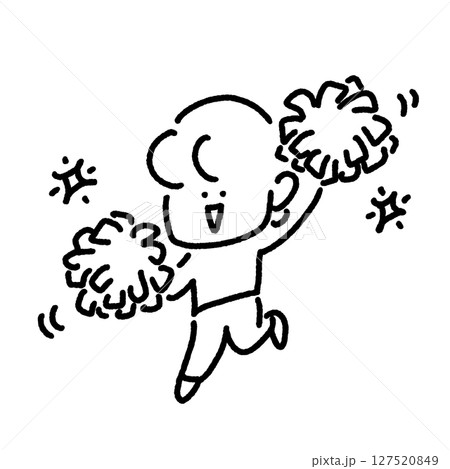 ポンポンを持って笑顔で応援する女性 127520849