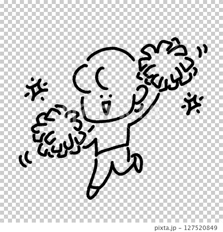 ポンポンを持って笑顔で応援する女性 127520849