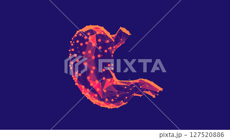 3d render of a vibrant, low-poly stomachover dark background 3d render of a vibrant, low-poly stomachover dark background 127520886