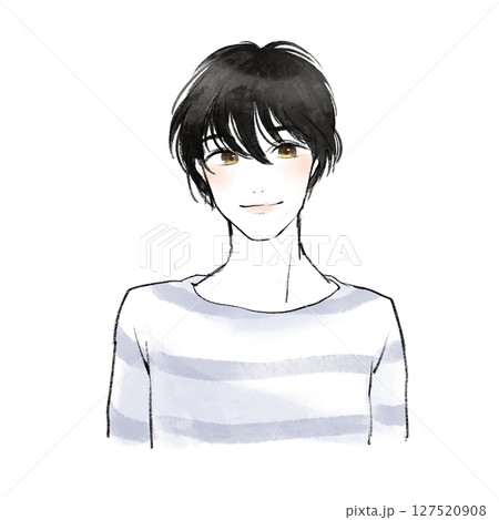 黒髪イケメン男性のイラストアイコン 127520908