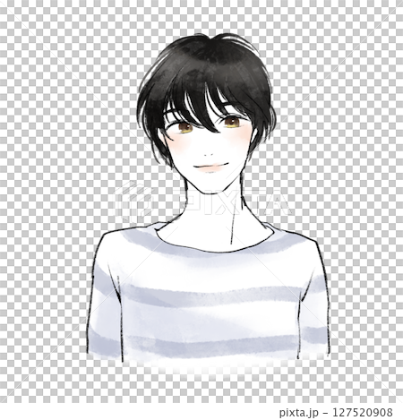 黒髪イケメン男性のイラストアイコン 127520908