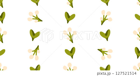 Seamless Berry and Leaf Pattern 127521514