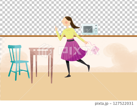 一位女士早上忙著準備 一位女士早上忙著準備 127522031