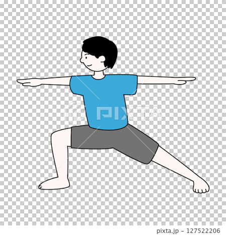 ヨガの勇者のポーズIIをする男性 ヨガの勇者のポーズIIをする男性 127522206