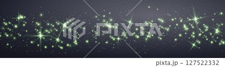 Green glittering dots, particles, stars magic sparks. Dust cloud flare light effect. Green luminous points with smoke. Vector particles on transparent background. Green glittering dots, particles, stars magic sparks. Dust cloud flare light effect. Green luminous points with smoke. Vector particles on transparent background. 127522332