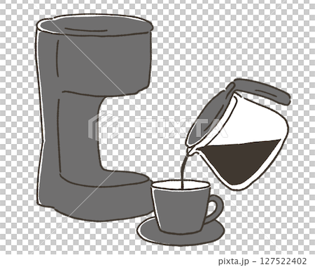 咖啡機的簡單插圖 127522402
