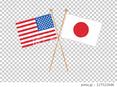 Japanese and American flags, crayon touch Japanese and American flags, crayon touch 127522686