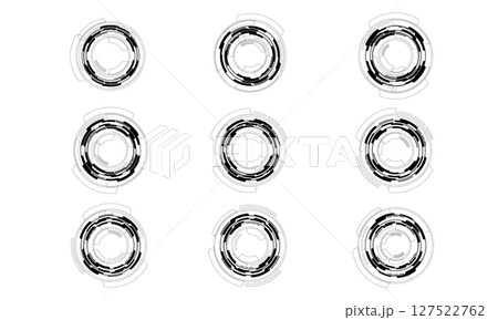 Set of sci fi black circle user interface elements technology futuristic design modern creative on white background vector 127522762