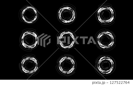 Set of sci fi white circle user interface elements technology futuristic design modern creative on black background vector 127522764