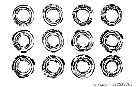 Set of sci fi black circle user interface elements technology futuristic design modern creative on white background vector 127522765